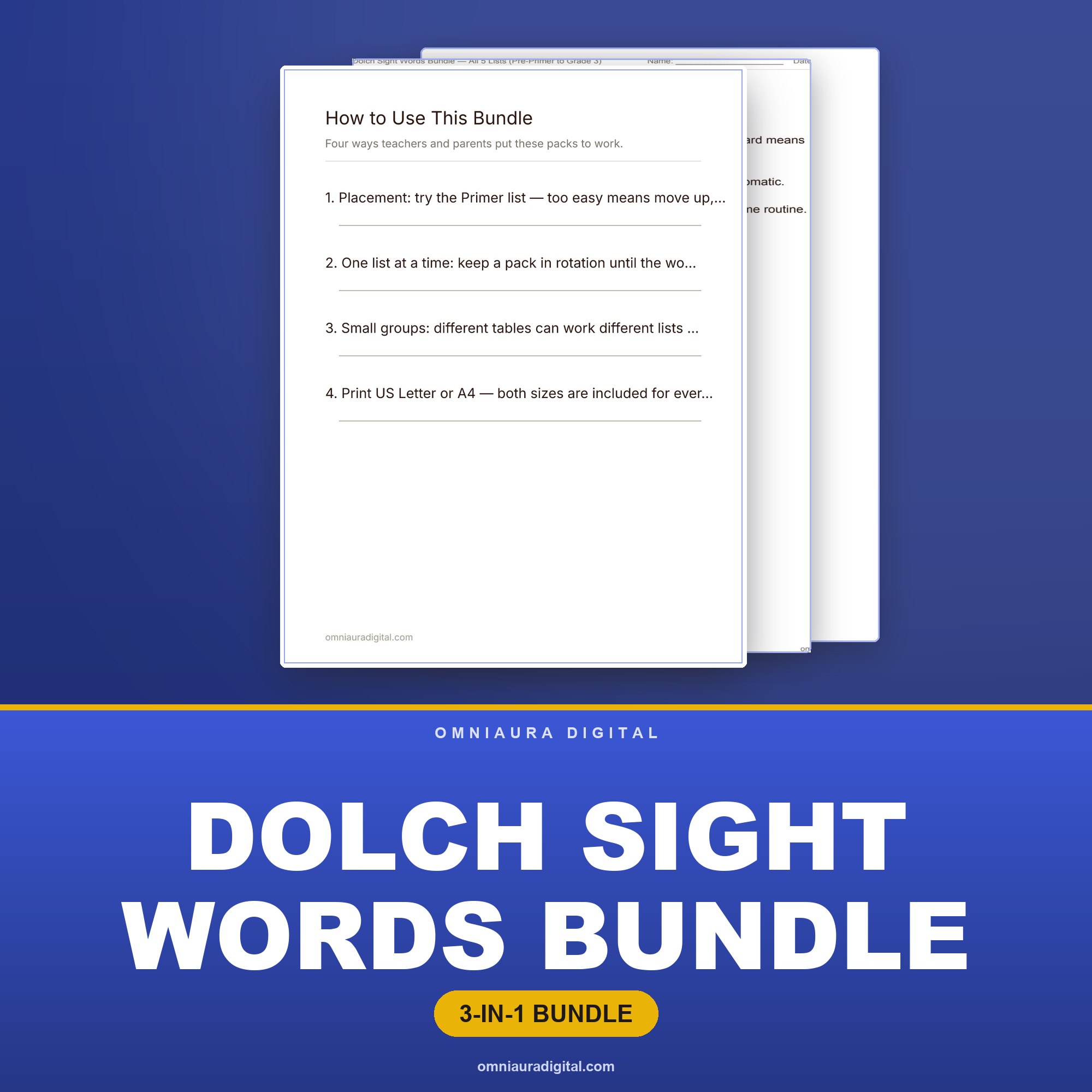 Dolch Sight Words Bundle — All 5 Lists (Pre-Primer to Grade 3)