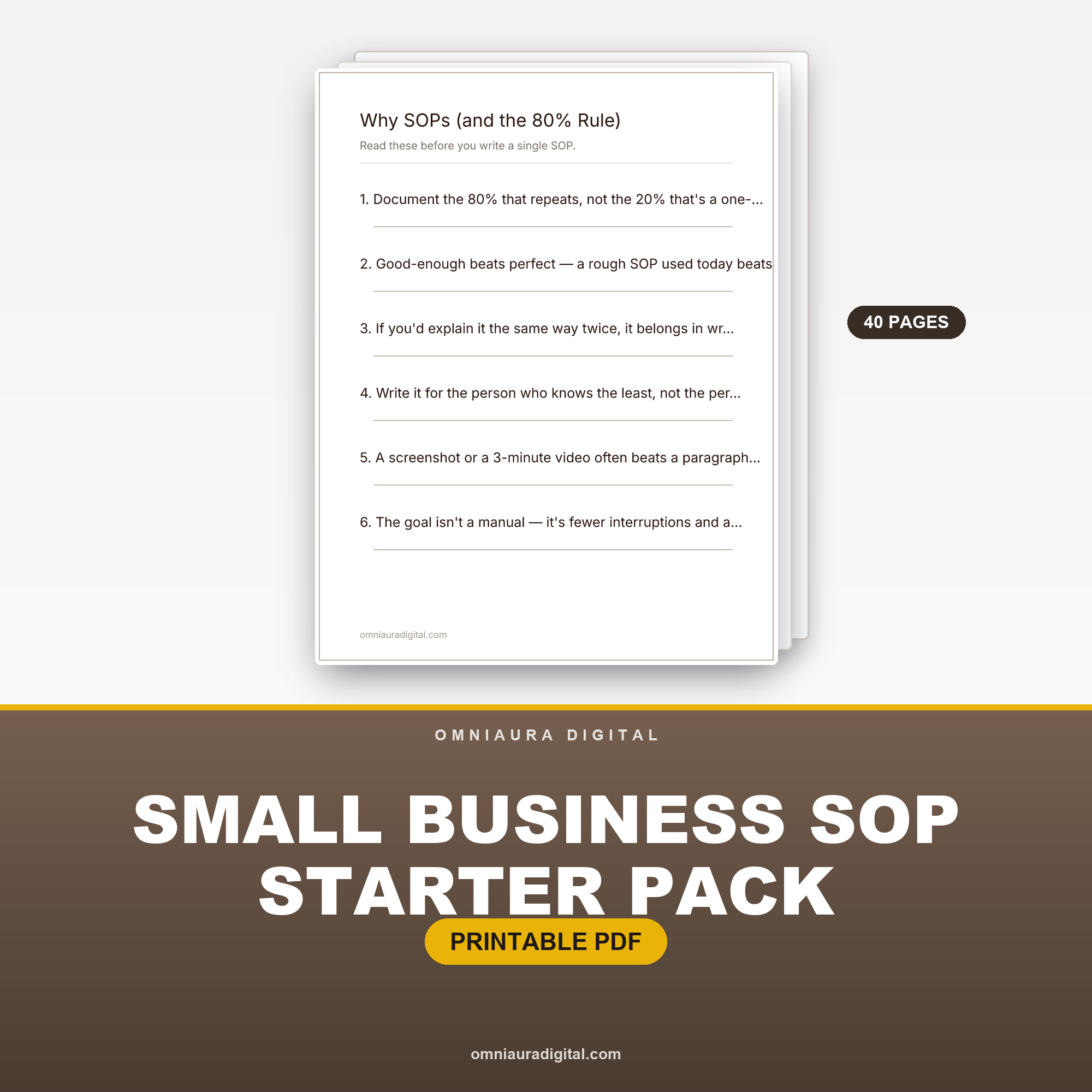 Small Business SOP Starter Pack — Write It Down Once, Delegate Forever