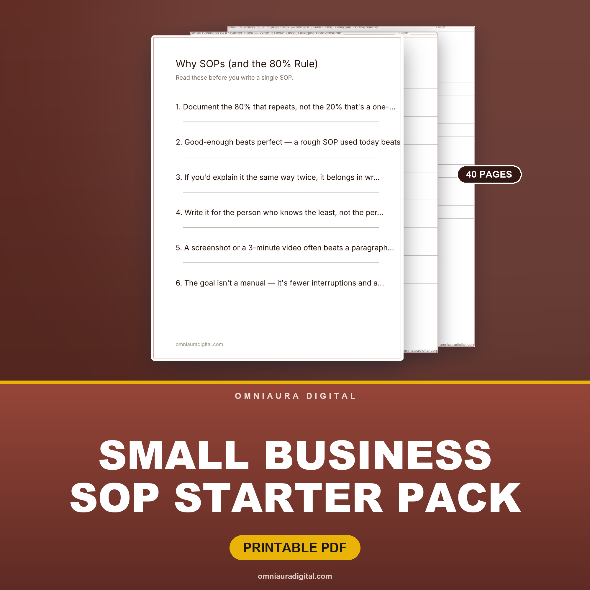 Small Business SOP Starter Pack — Write It Down Once, Delegate Forever