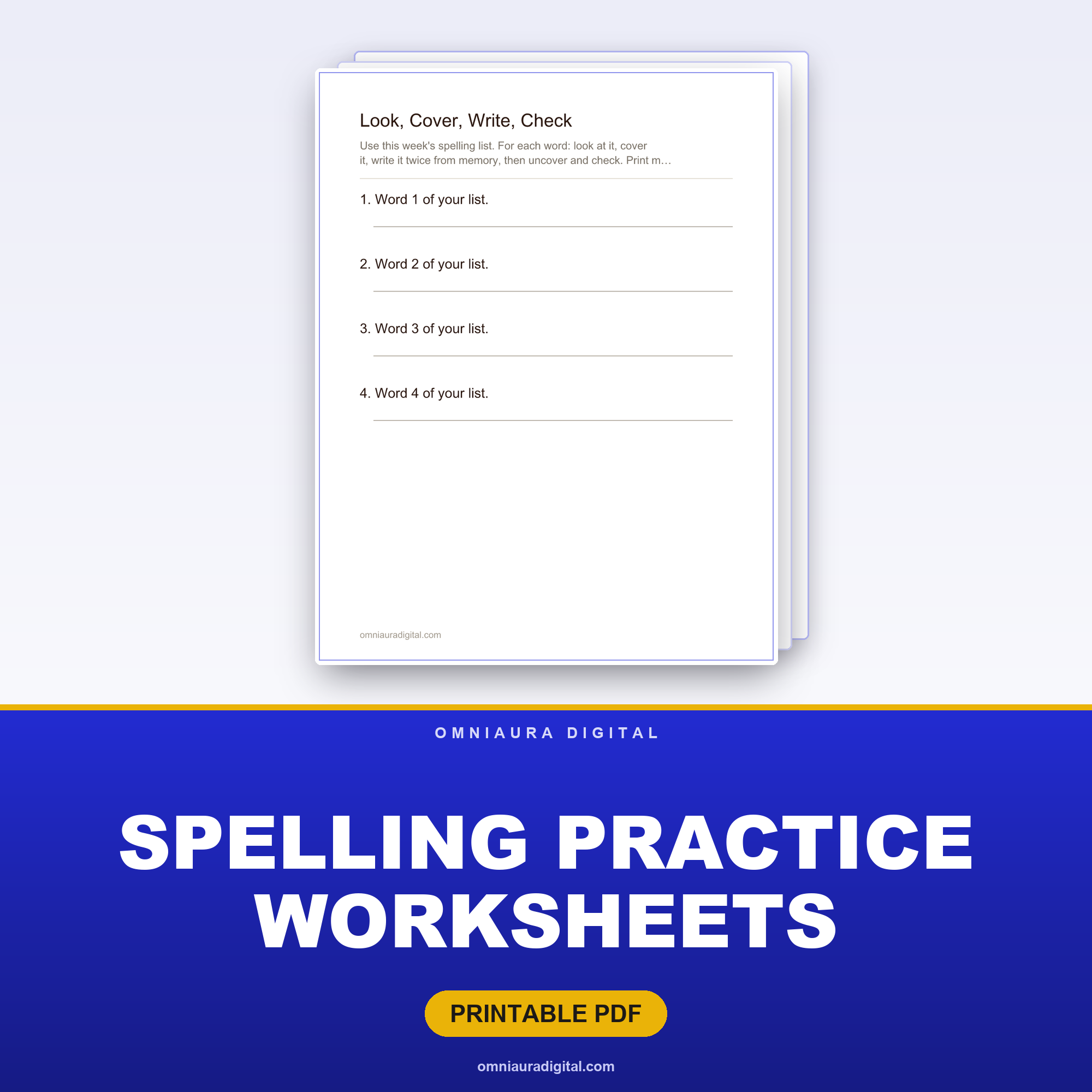 Spelling Practice Worksheets — Any List, Five Ways