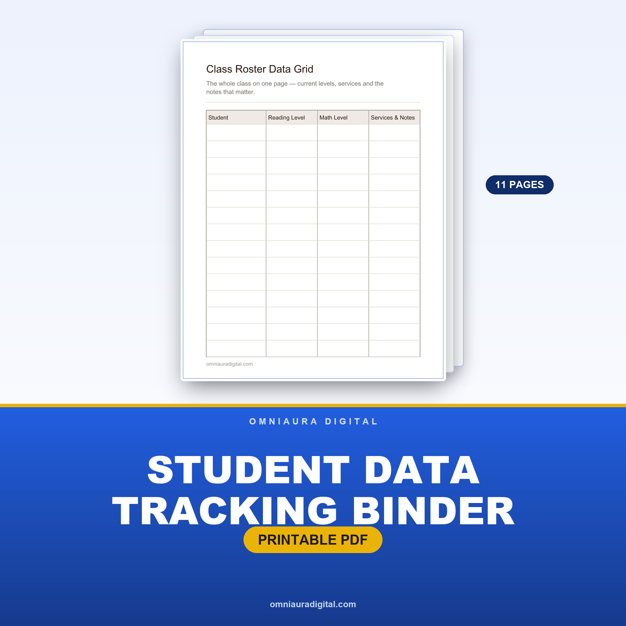 Student Data Tracking Binder — Assessments, Reading Levels & Goals