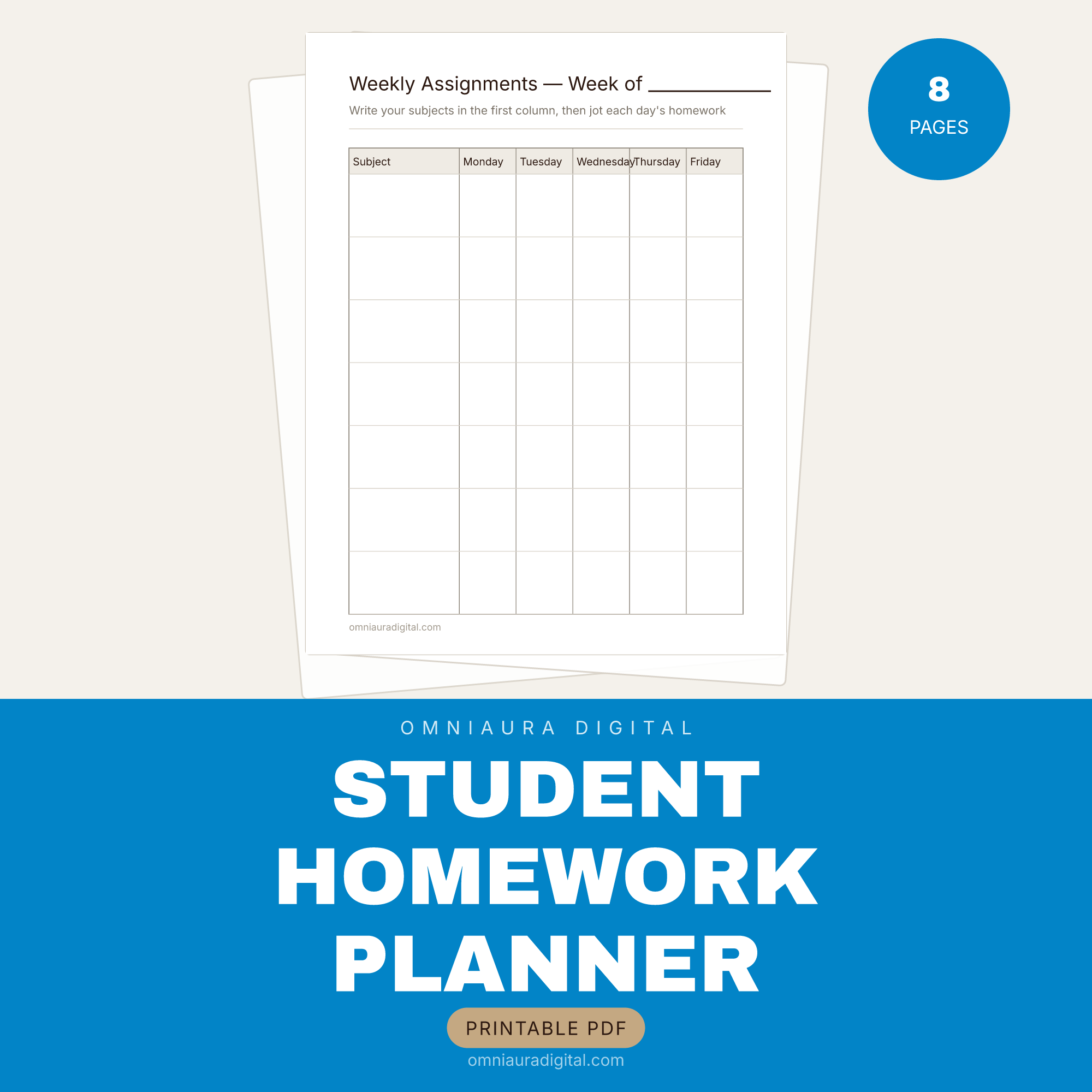Student Homework Planner — Assignments, Tests, Projects & Grades