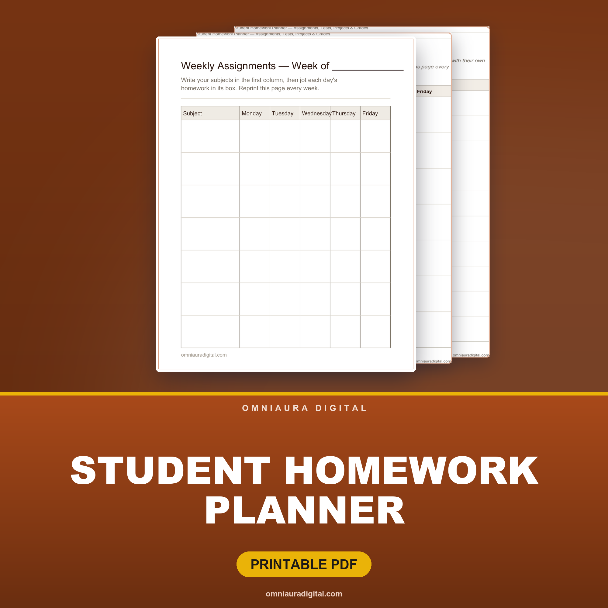 Student Homework Planner — Assignments, Tests, Projects & Grades