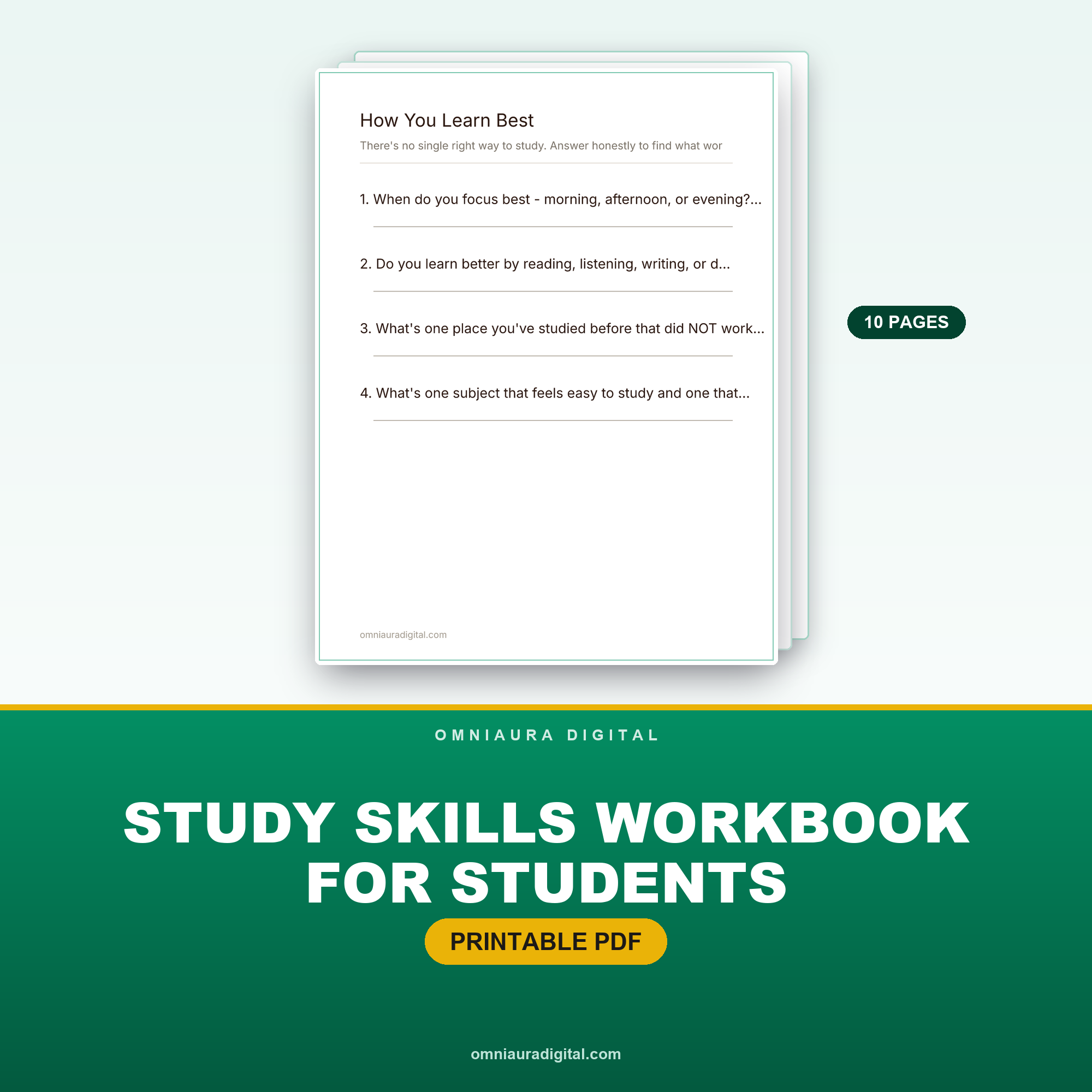 Study Skills Workbook for Students — Plan, Focus & Remember