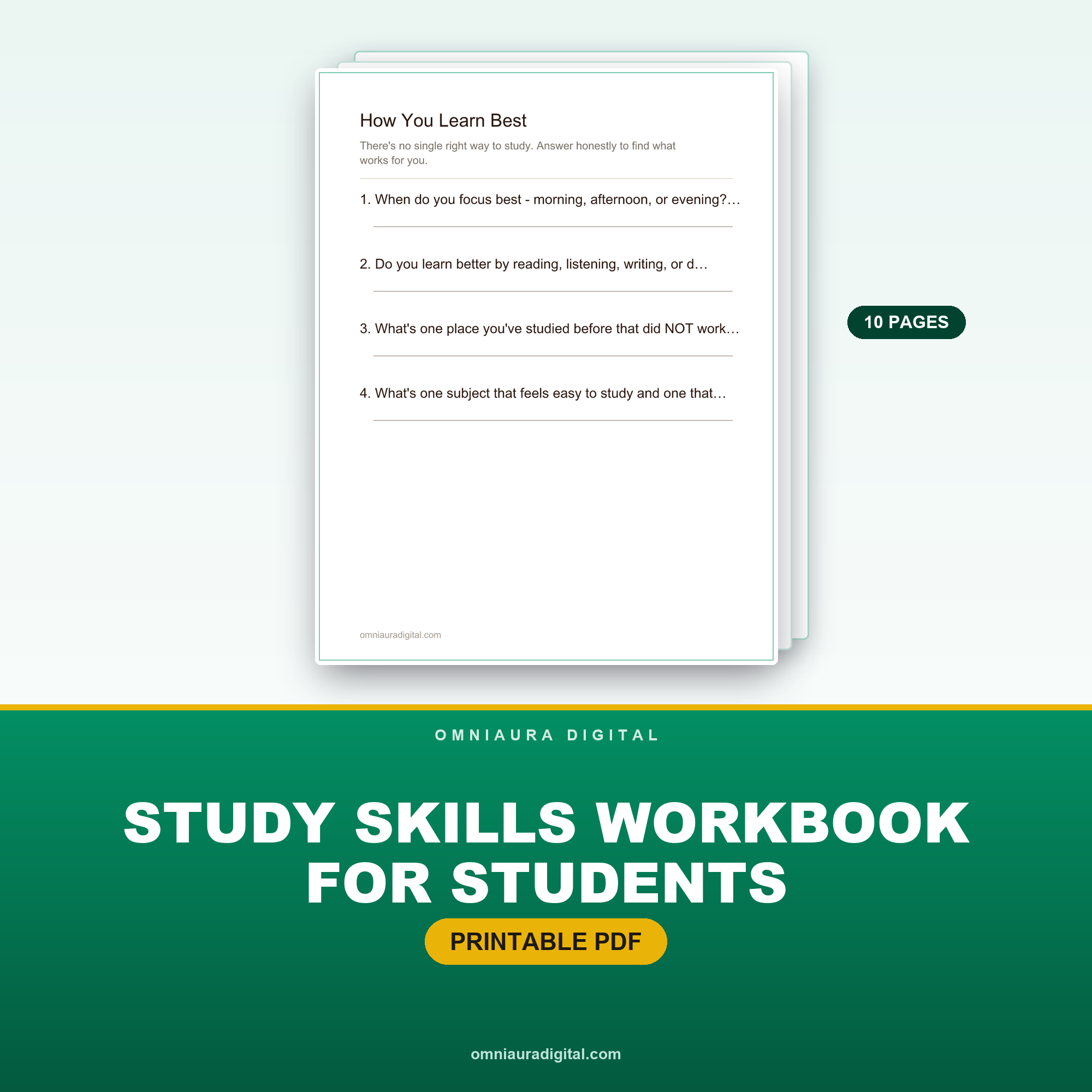 Study Skills Workbook for Students — Plan, Focus & Remember