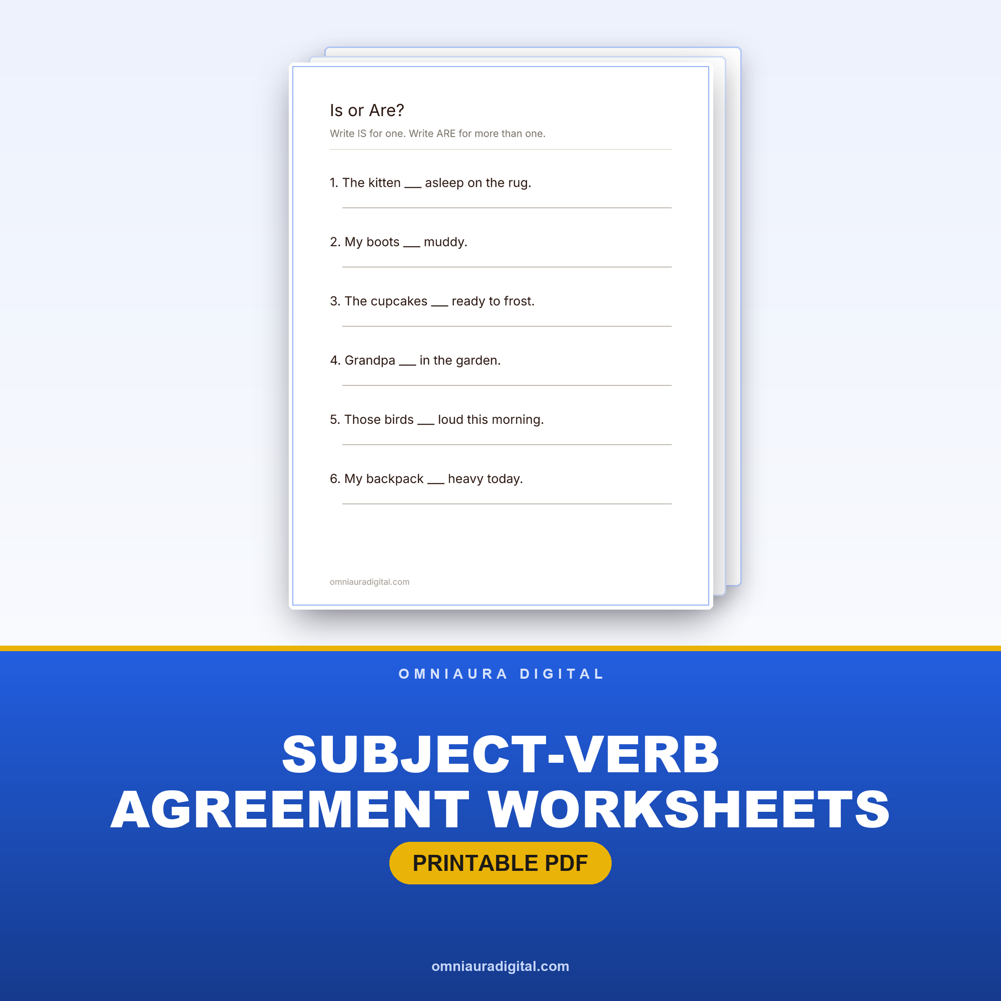 Subject-Verb Agreement Worksheets — Grades 1-3 Grammar