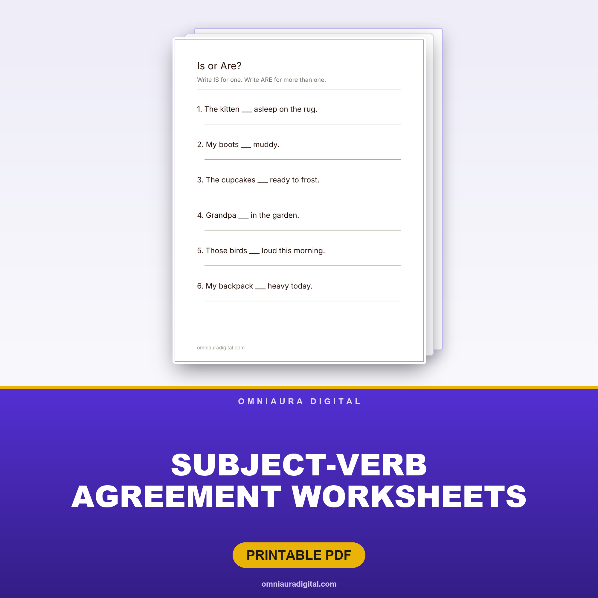 Subject-Verb Agreement Worksheets — Grades 1-3 Grammar