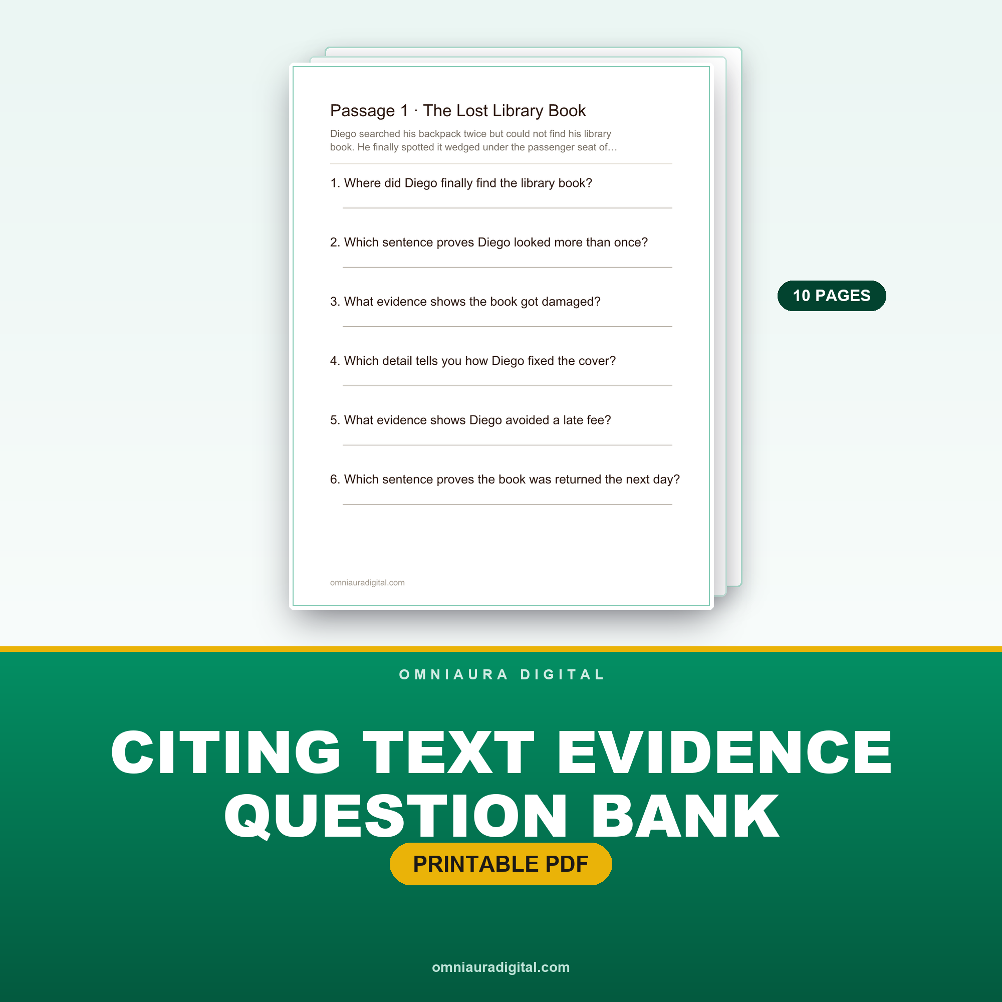 Citing Text Evidence Question Bank — Grades 3-5