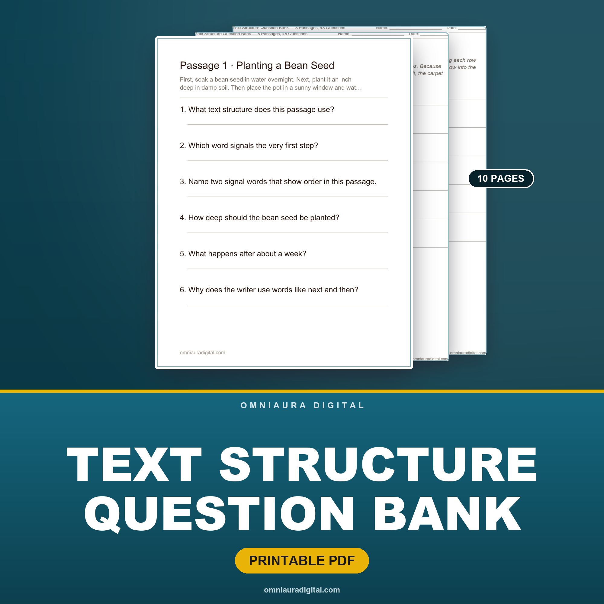Text Structure Question Bank — 8 Passages, 48 Questions