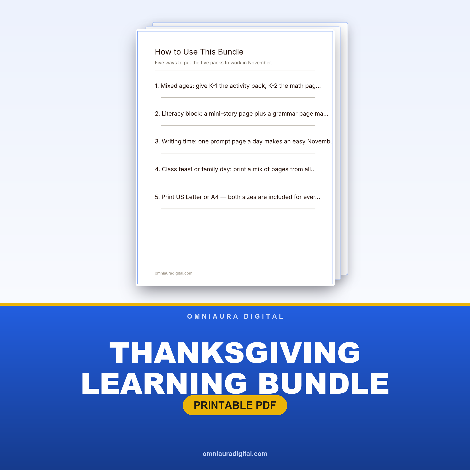 Thanksgiving Learning Bundle — 5 Complete Packs (K-4)