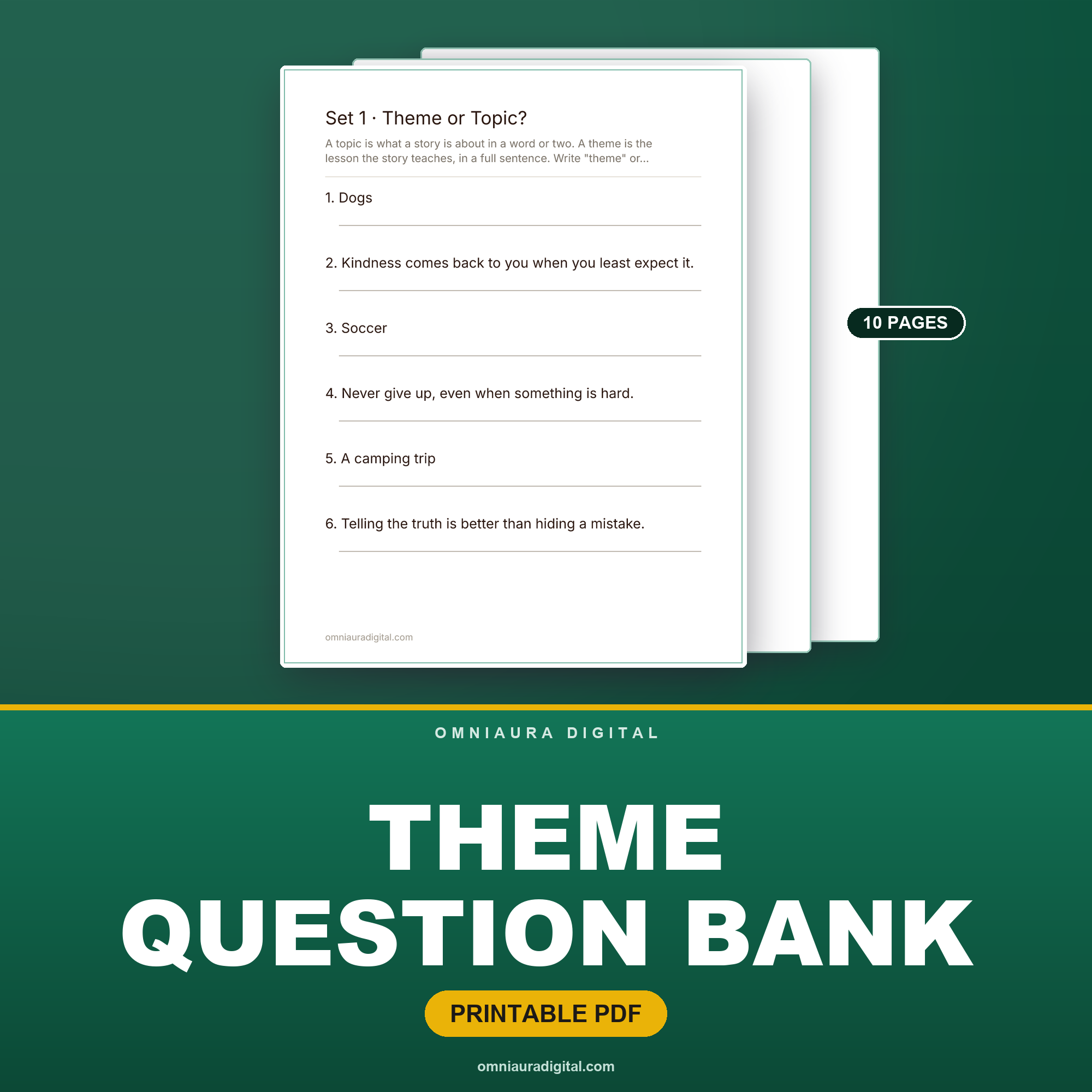 Theme Question Bank — 60 Questions (Grades 3-6)