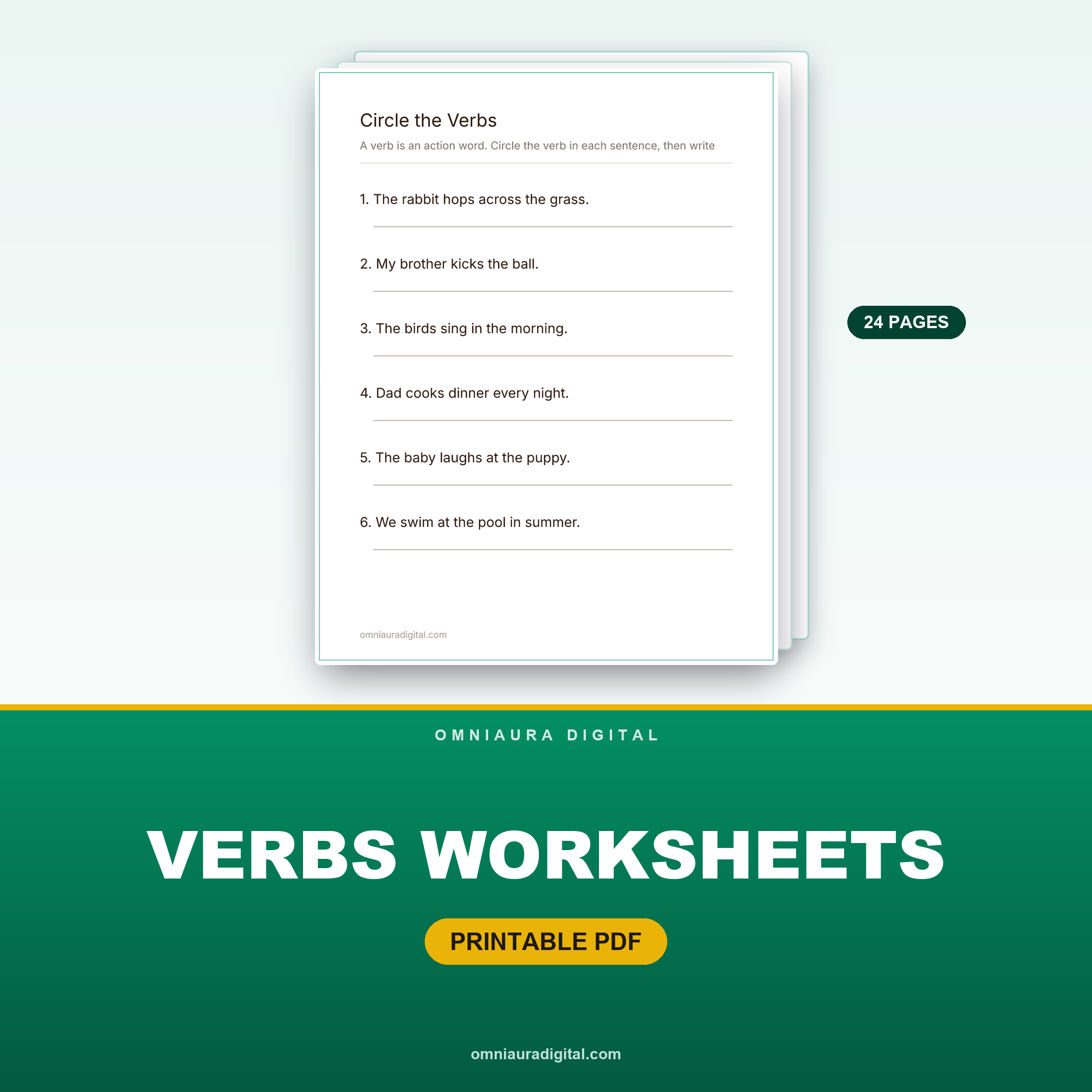 Verbs Worksheets — Action Words & Tenses
