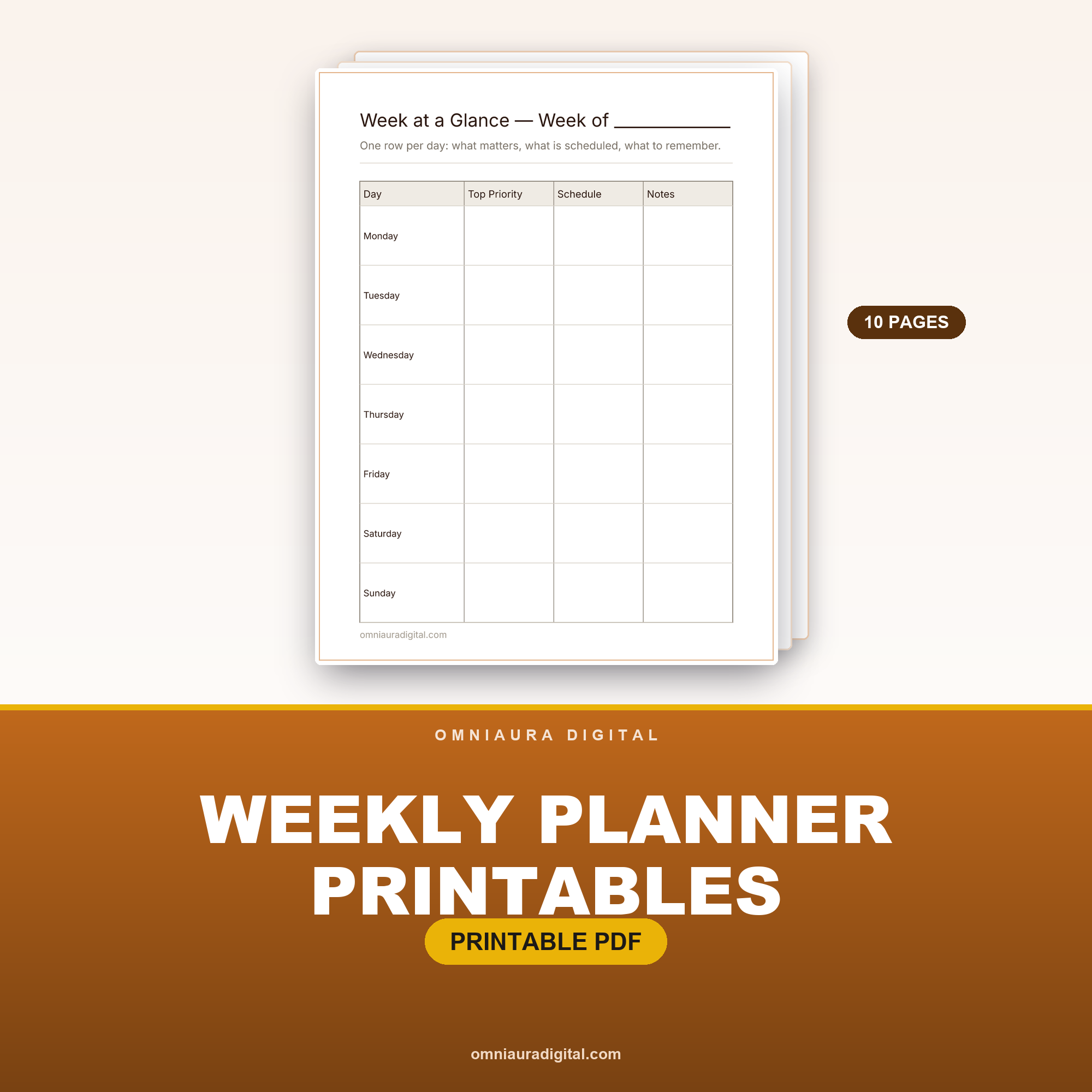 Weekly Planner Printables — Week at a Glance, Hourly & Habits