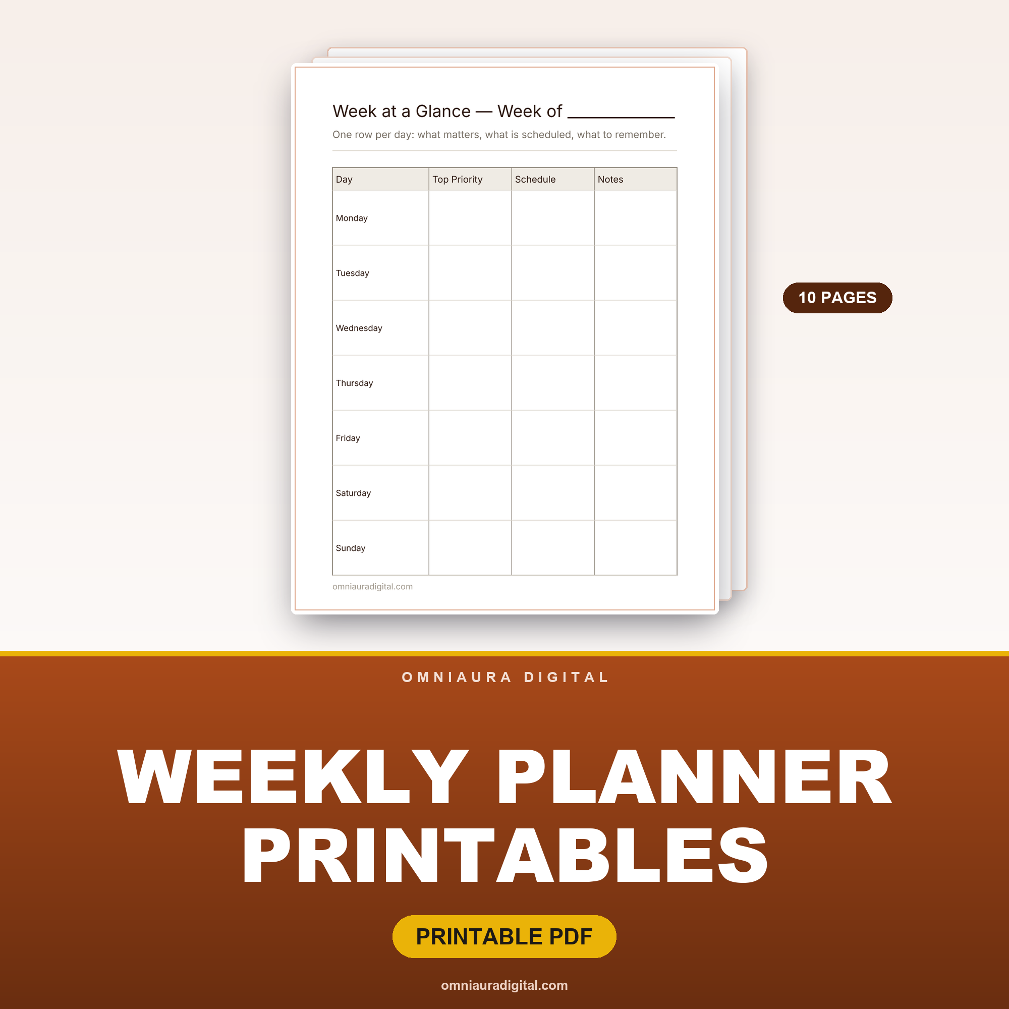 Weekly Planner Printables — Week at a Glance, Hourly & Habits