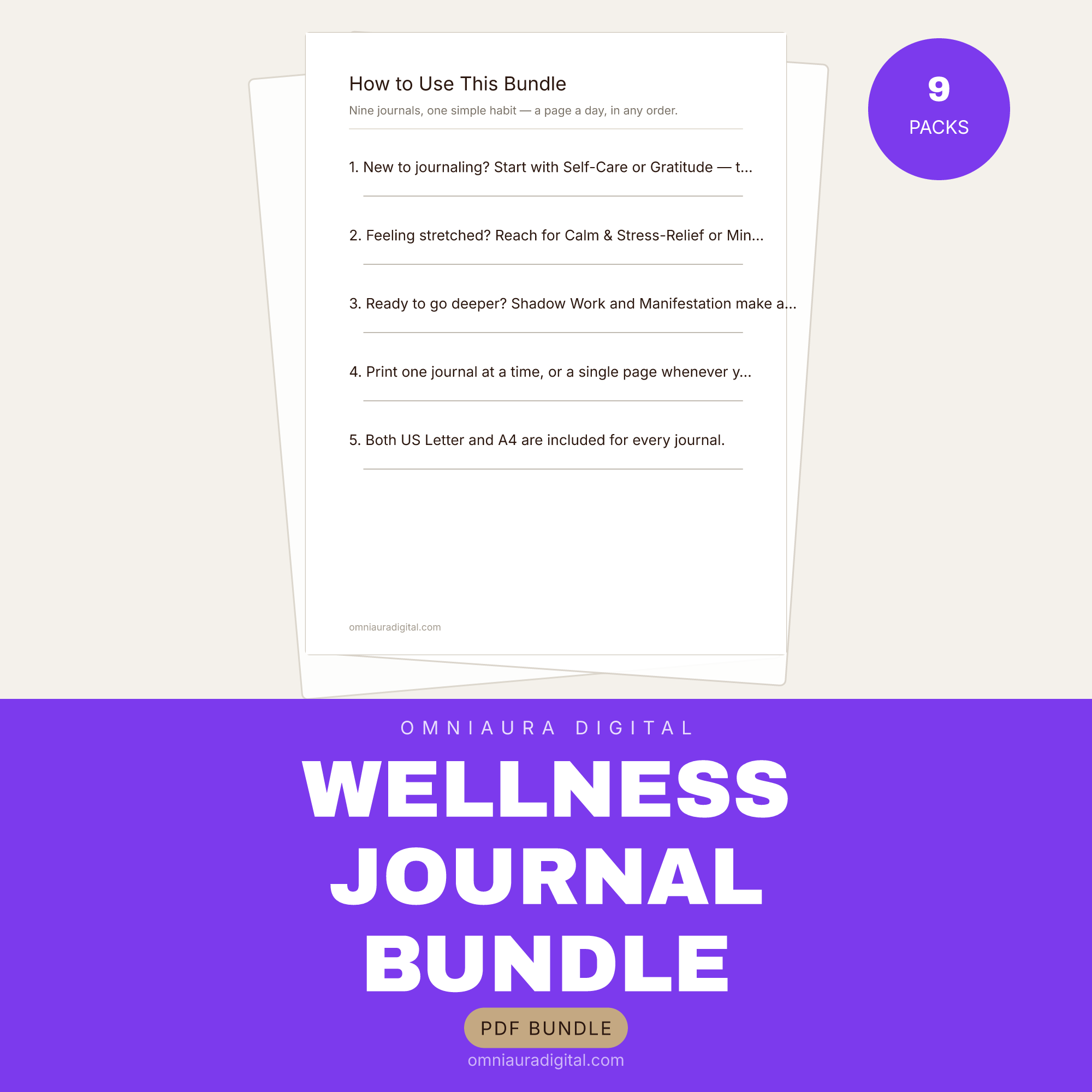 Wellness Journal Bundle — 9 Printable Journals, 450 Guided Prompts