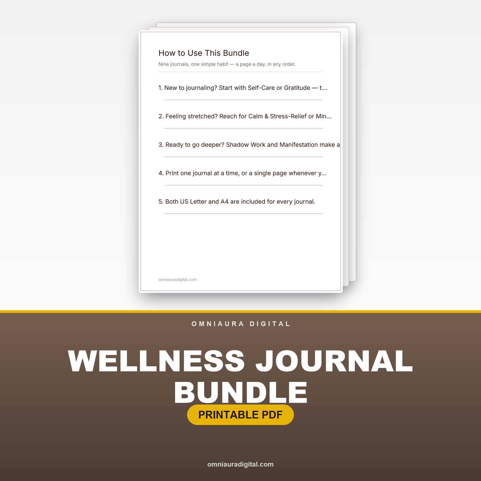 Wellness Journal Bundle — 9 Printable Journals, 450 Guided Prompts