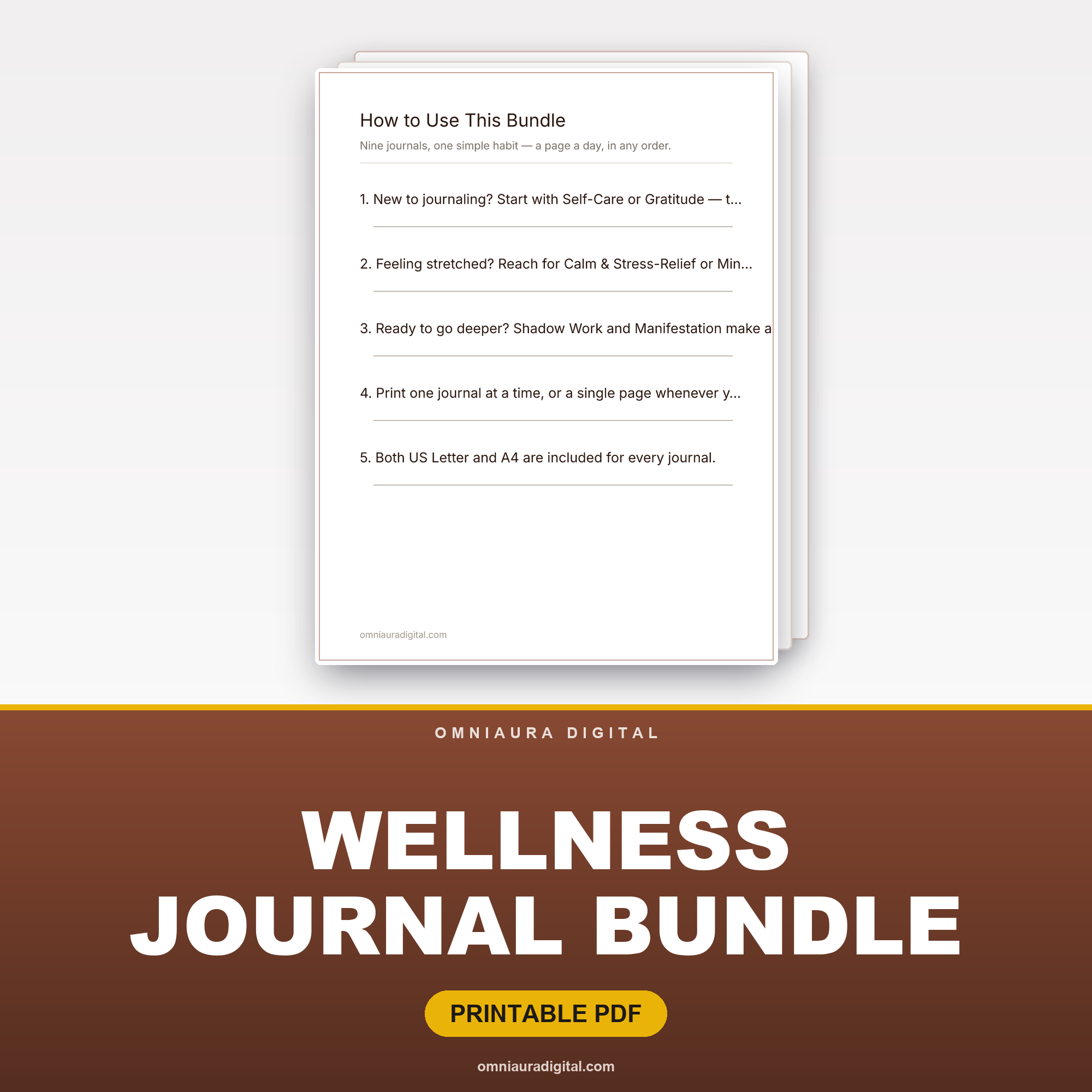 Wellness Journal Bundle — 9 Printable Journals, 450 Guided Prompts