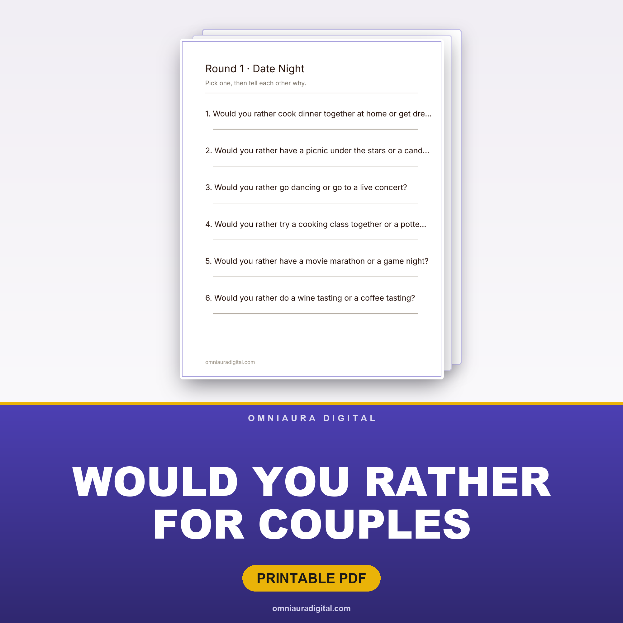 Would You Rather for Couples — 120 Fun & Flirty Questions