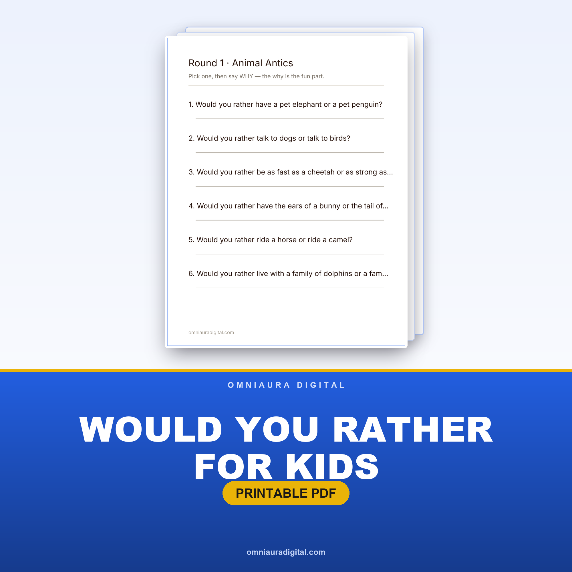 Would You Rather for Kids — 120 Discussion Questions