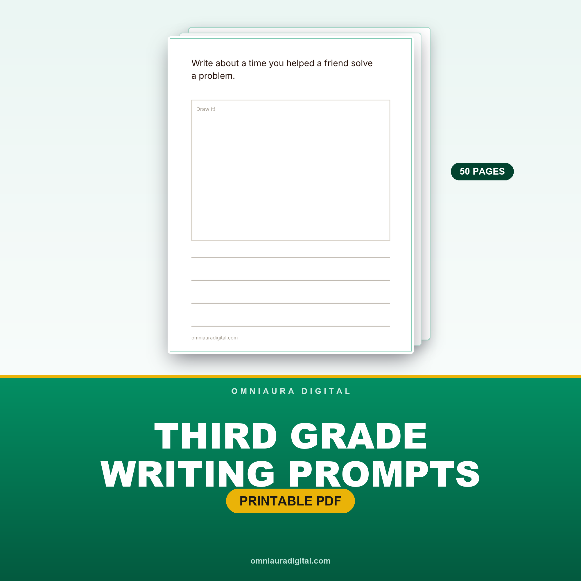 Third Grade Writing Prompts — 50 Journal Pages
