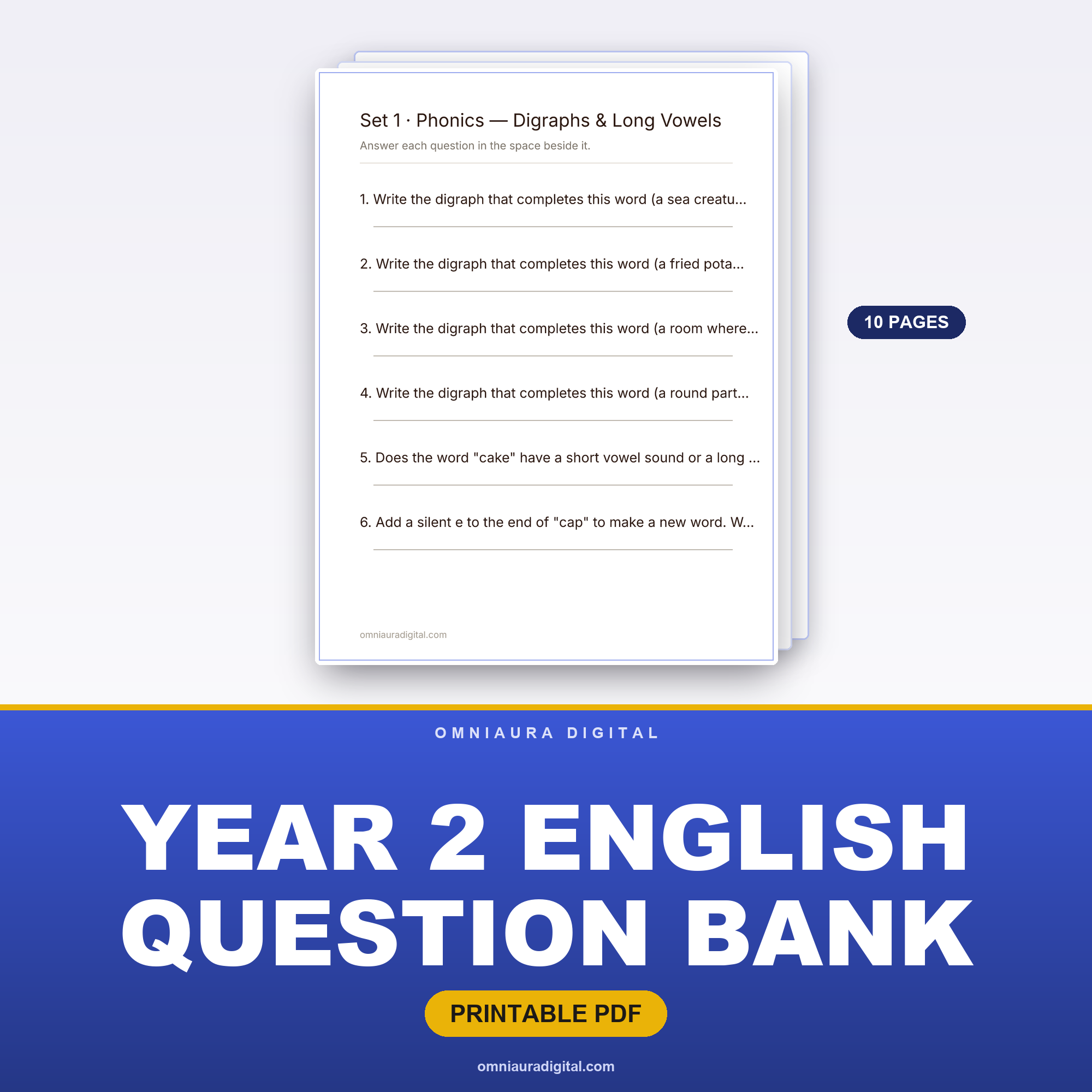 Year 2 English Question Bank — 60 Curriculum-Style Literacy Questions