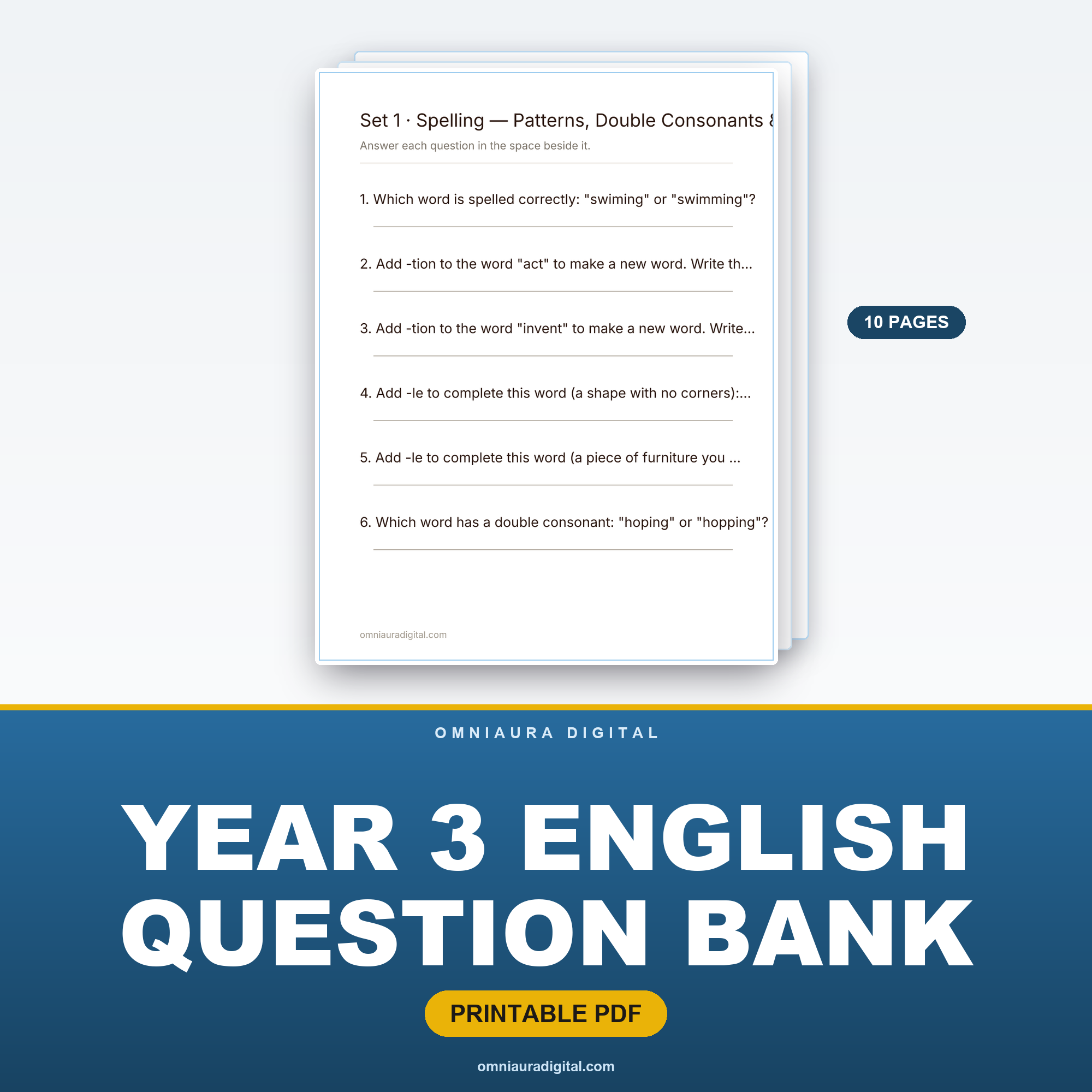 Year 3 English Question Bank — 60 Curriculum-Style Literacy Questions