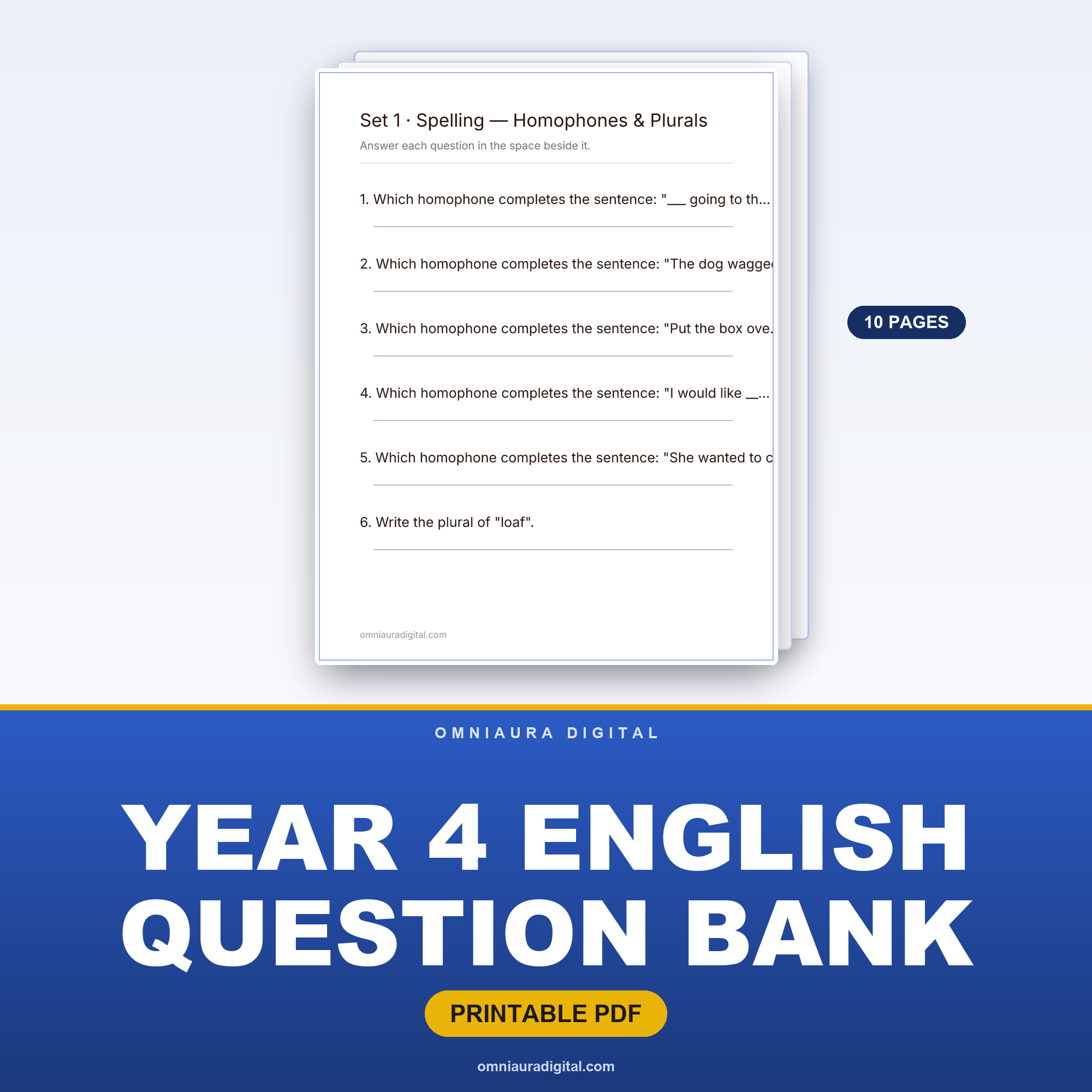 Year 4 English Question Bank — 60 Curriculum-Style Literacy Questions