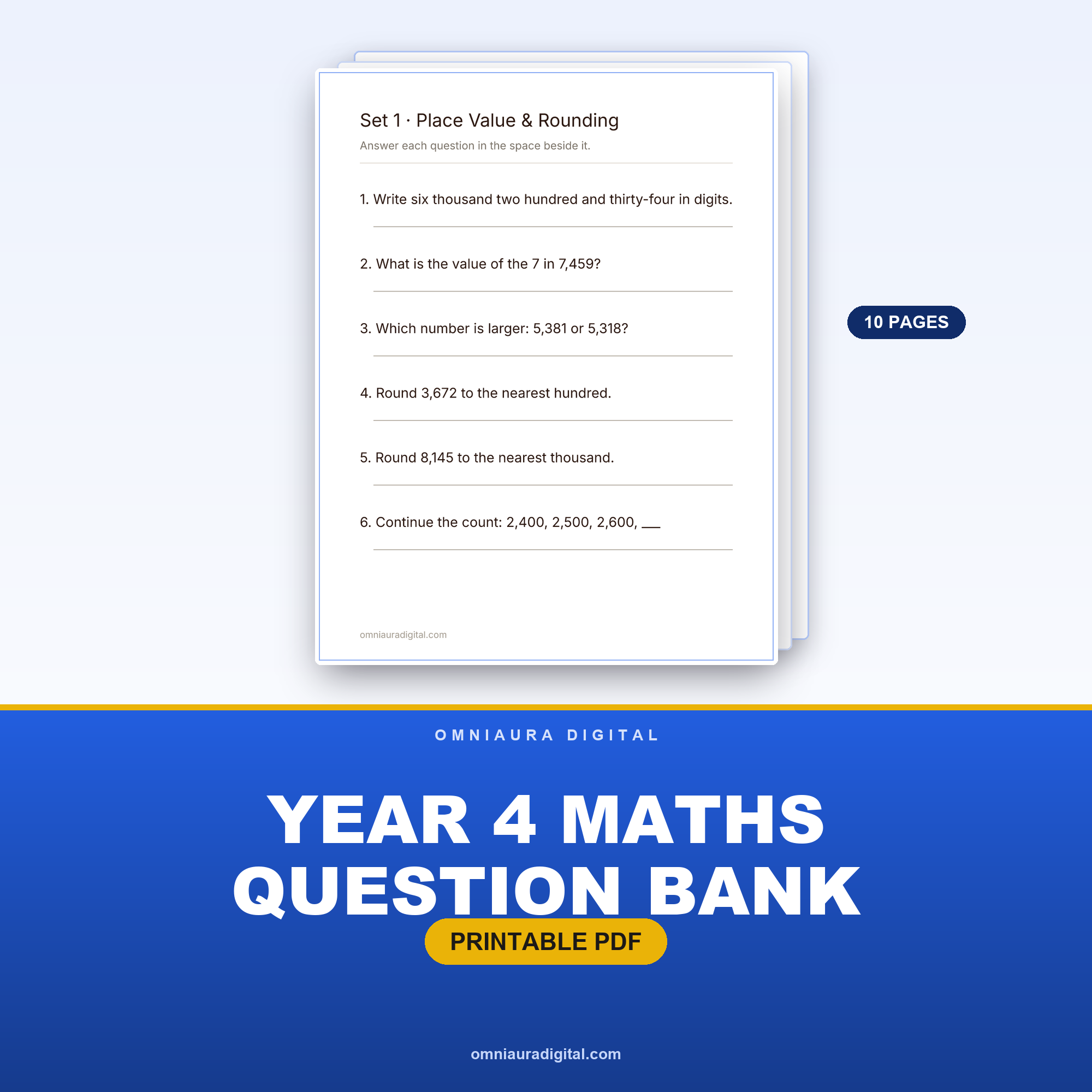 Year 4 Maths Question Bank — 60 NAPLAN-Style Numeracy Questions