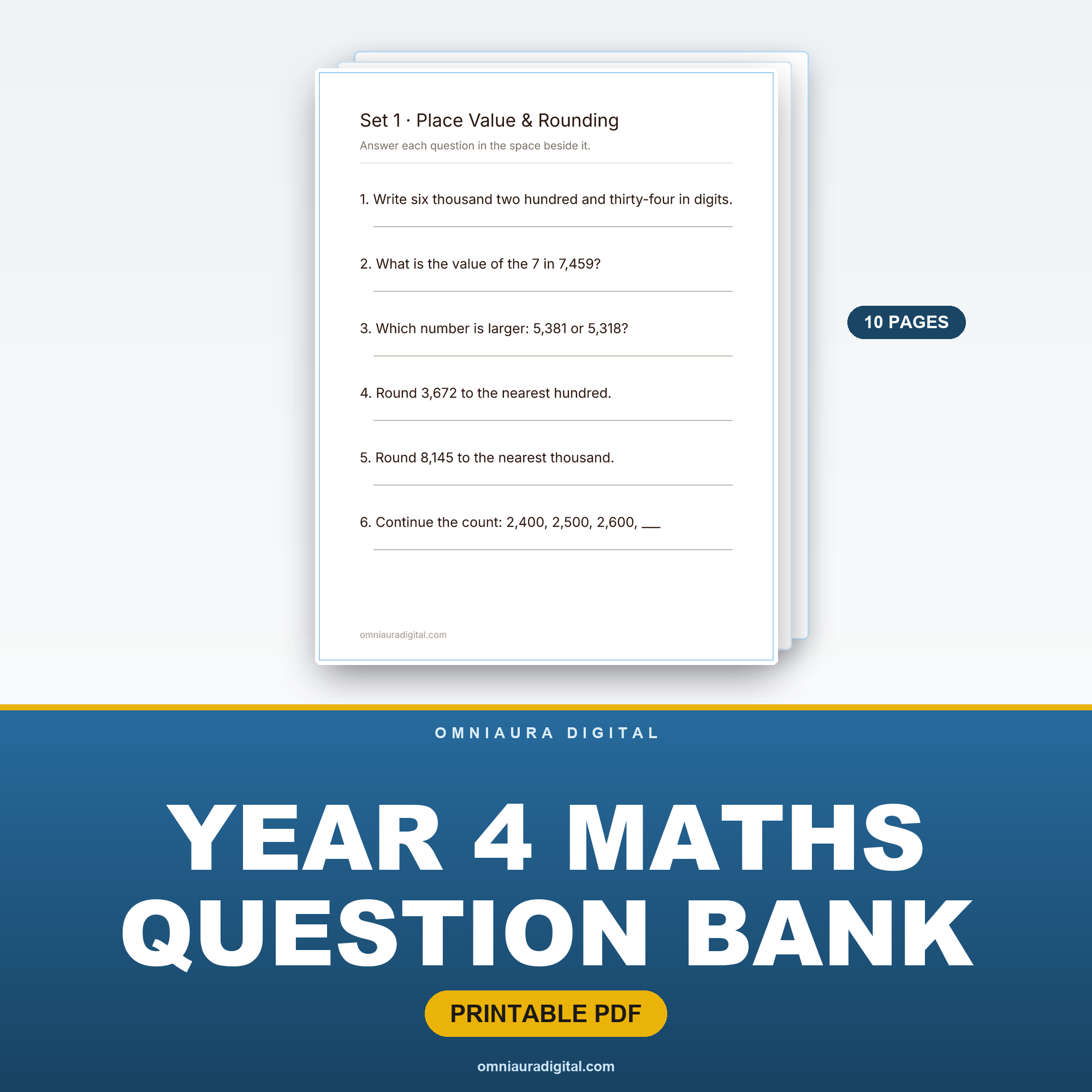 Year 4 Maths Question Bank — 60 NAPLAN-Style Numeracy Questions