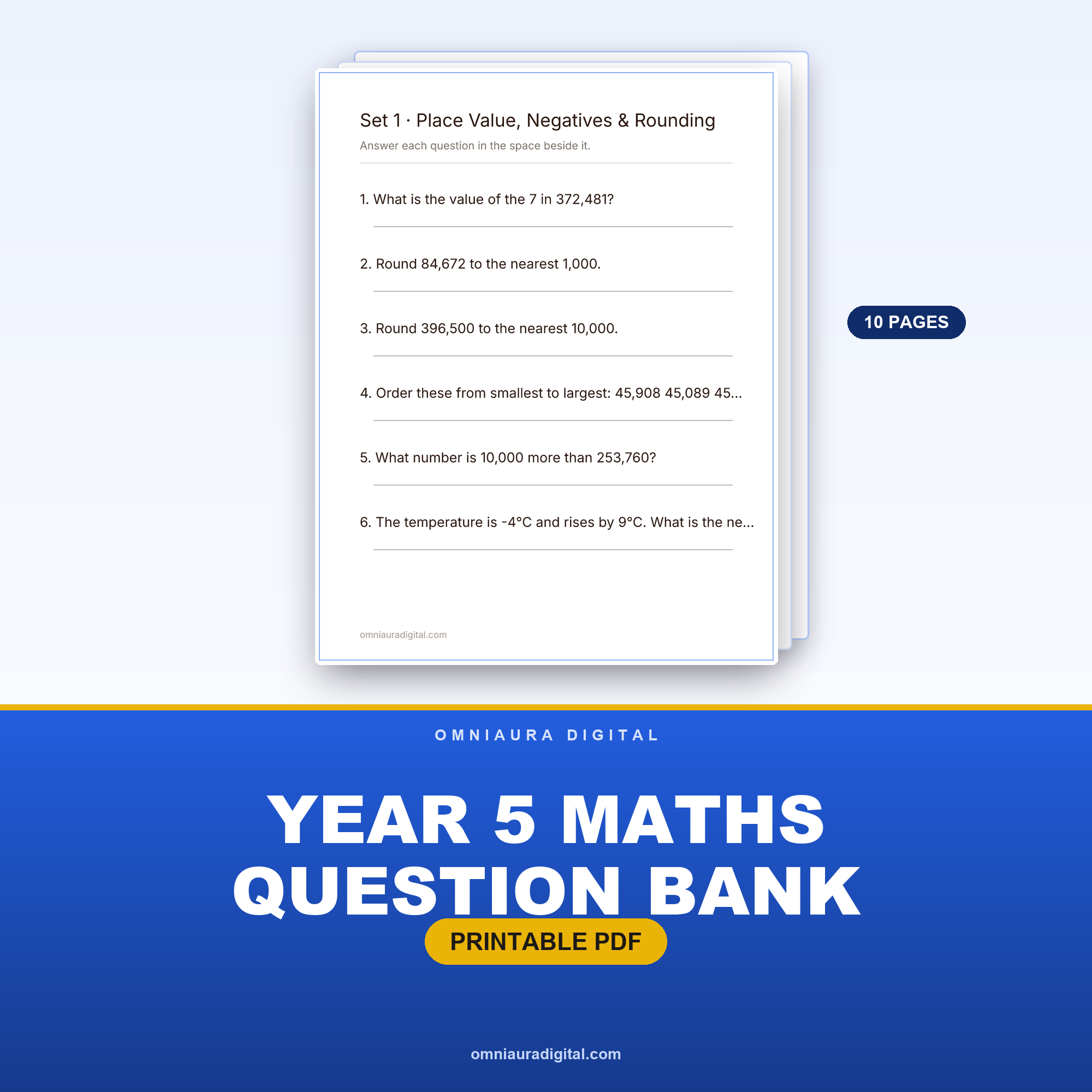 Year 5 Maths Question Bank — 60 NAPLAN-Style Numeracy Questions