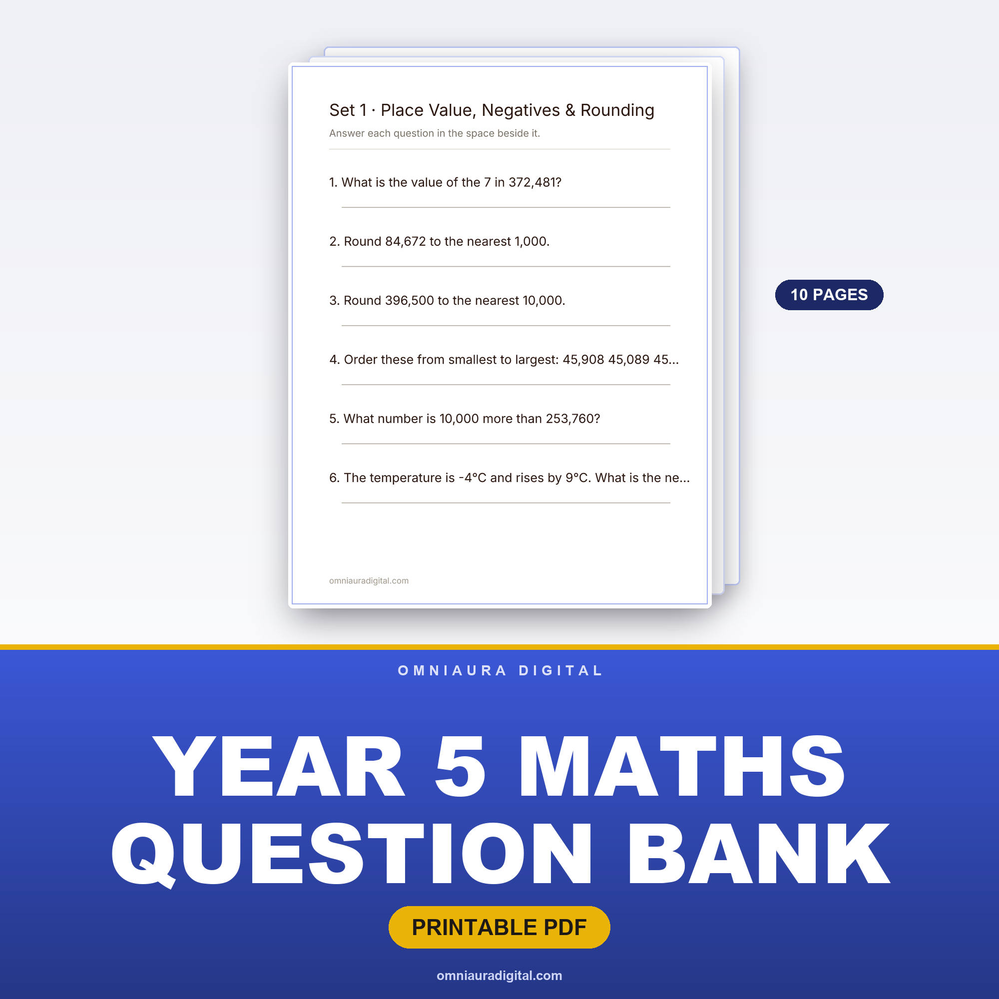 Year 5 Maths Question Bank — 60 NAPLAN-Style Numeracy Questions