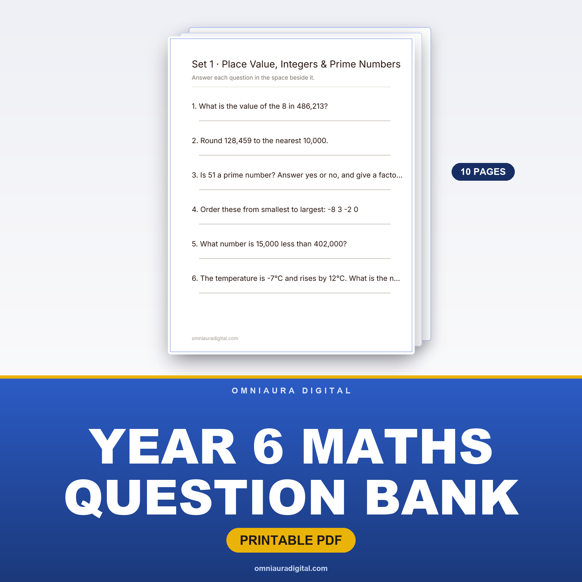 Year 6 Maths Question Bank — 60 NAPLAN-Style Numeracy Questions